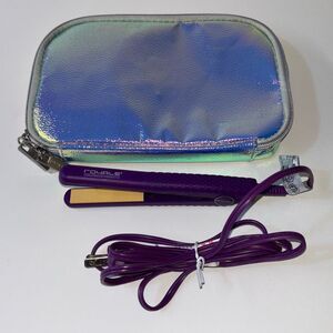Royale mini travel straightening iron ceramic plates purple w/case used 1x